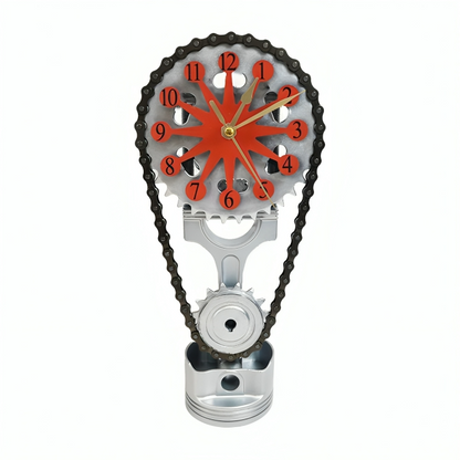 Horloge De Bureau Avec Engrenages Métalliques Mobiles Et Design Industriel Pour Décoration Moderne Clock Electro Paris Orange