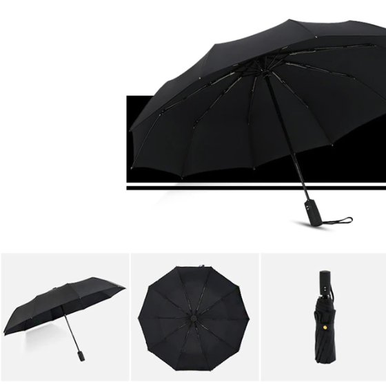 Parapluie Tempête Anti-Vent Pliable et Robuste – Protection Totale Contre la Pluie et le Vent Umbrella Electro Paris Noir