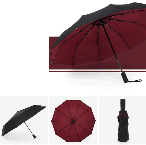 Parapluie Tempête Anti-Vent Pliable et Robuste – Protection Totale Contre la Pluie et le Vent Umbrella Electro Paris Rouge foncé