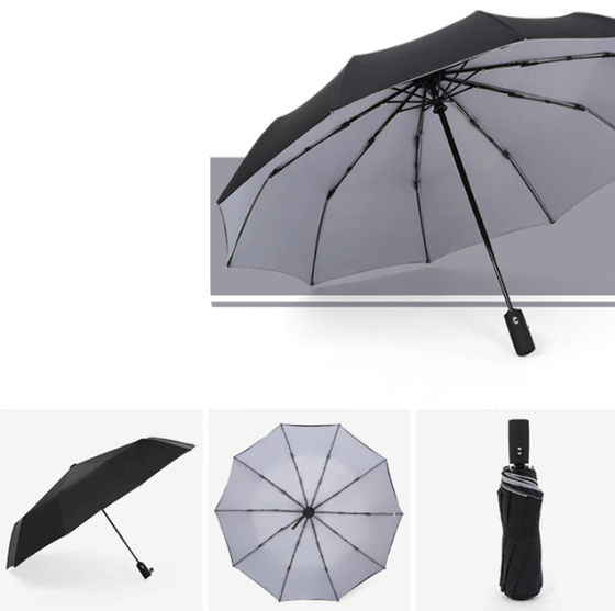 Parapluie Tempête Anti-Vent Pliable et Robuste – Protection Totale Contre la Pluie et le Vent Umbrella Electro Paris Gris