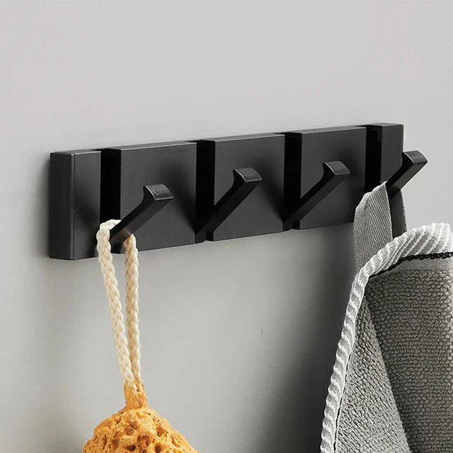 Crochet Mural Pliant en Acier Minimaliste – Élégance Fonctionnelle pour Espaces Modernes Kitchen Accessories Electro Paris Noir 4 crochets