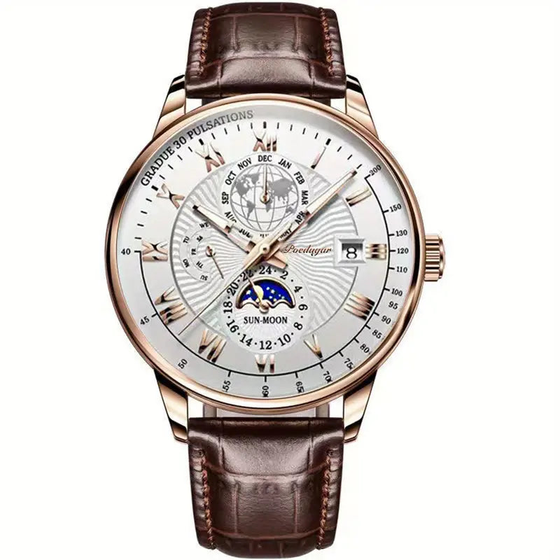 Montre Mécanique De Luxe Pour Homme Avec Cadran Saphir Et Complication Phase De Lune Men's watch Electro Paris
