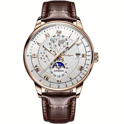 Montre Mécanique De Luxe Pour Homme Avec Cadran Saphir Et Complication Phase De Lune Men's watch Electro Paris