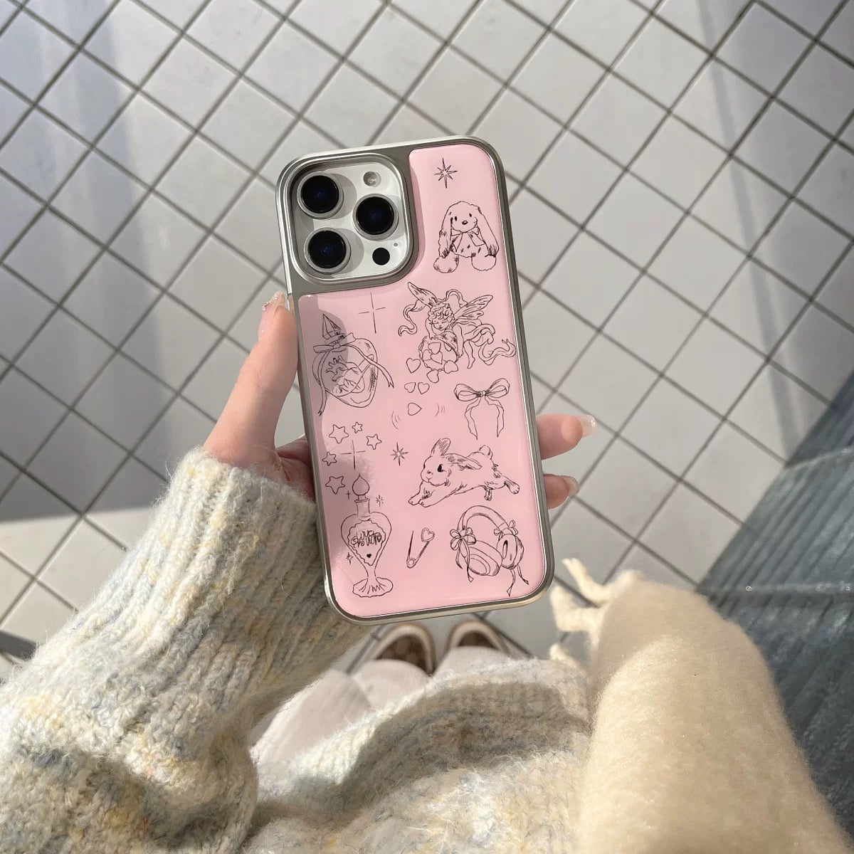 Coque iPhone Adorable Lapin Rose avec Ailes d’Ange iPhone case Electro Paris