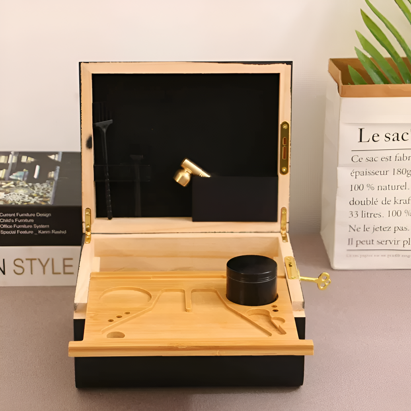 Boîte De Rangement Discrète Et Sécurisée Avec Compartiments Et Accessoires Pour Une Organisation Parfaite Stash Box Storage Set Electro Paris