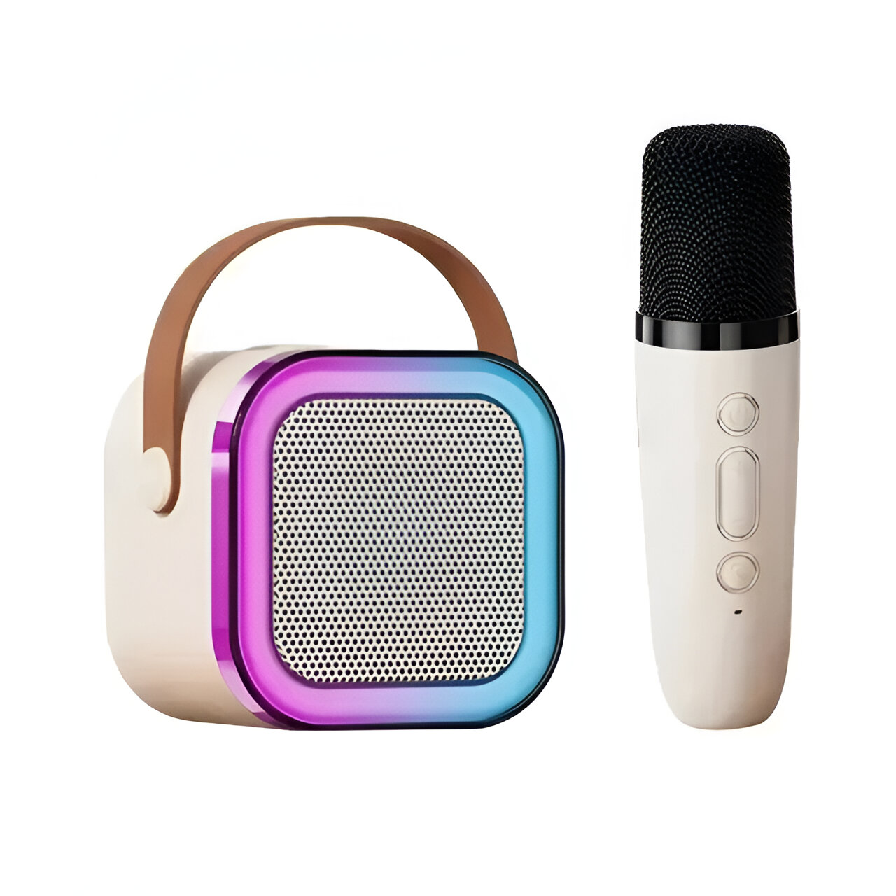 Mini Haut-Parleur – Mini Haut-Parleur Bluetooth Portable Avec Microphone Sans Fil Speaker With Microphone Set Electro Paris Blanc 1 Microphone