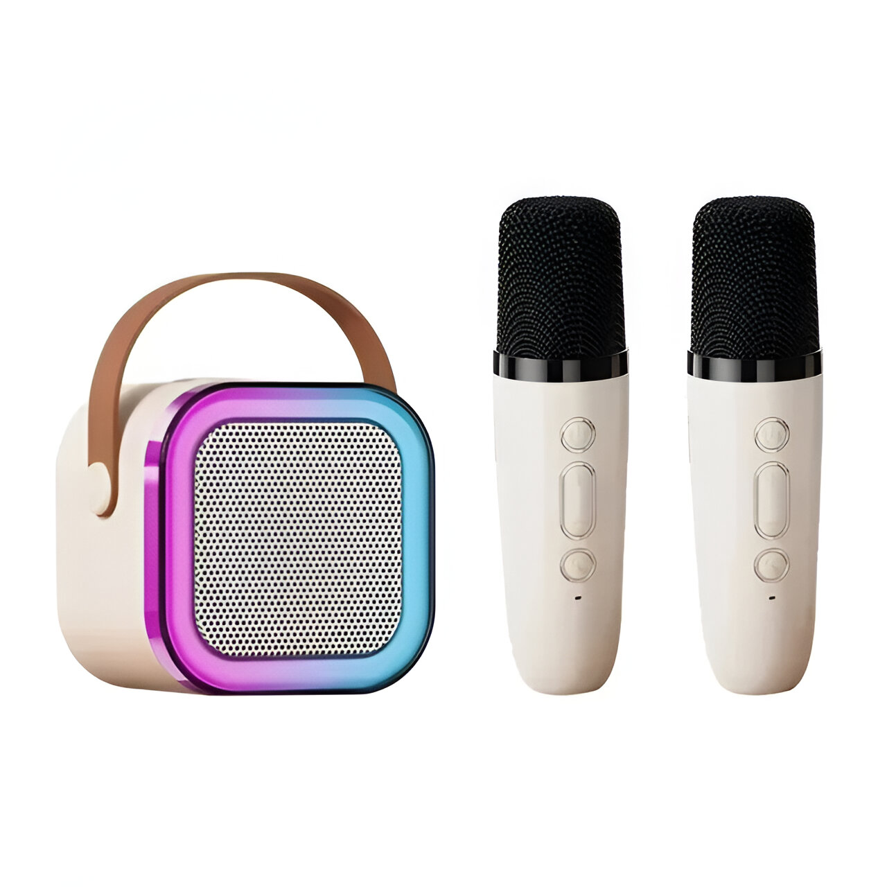 Mini Haut-Parleur – Mini Haut-Parleur Bluetooth Portable Avec Microphone Sans Fil Speaker With Microphone Set Electro Paris Blanc 2 Microphone