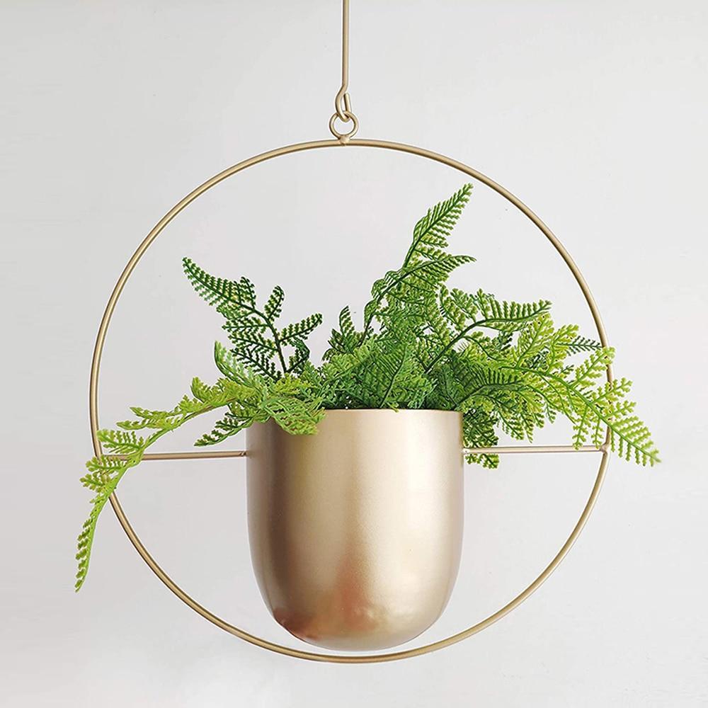 Vase Suspendu Élégant Pour Plantes D’Intérieur En Métal Minimaliste Plant Cages & Supports Electro Paris Doré Cercle