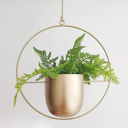 Vase Suspendu Élégant Pour Plantes D’Intérieur En Métal Minimaliste Plant Cages & Supports Electro Paris Doré Cercle