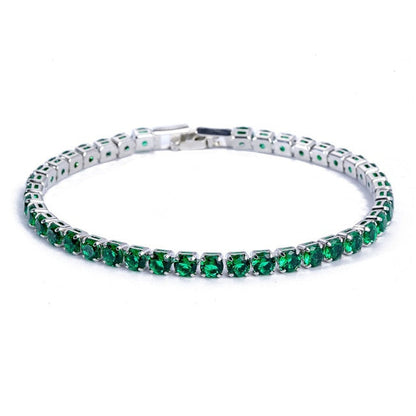 Bracelet en zircone étincelante et chaîne élégante pour toutes les occasions Jewelry Bracelet Standard Electro Paris Argent Vert 17 cm