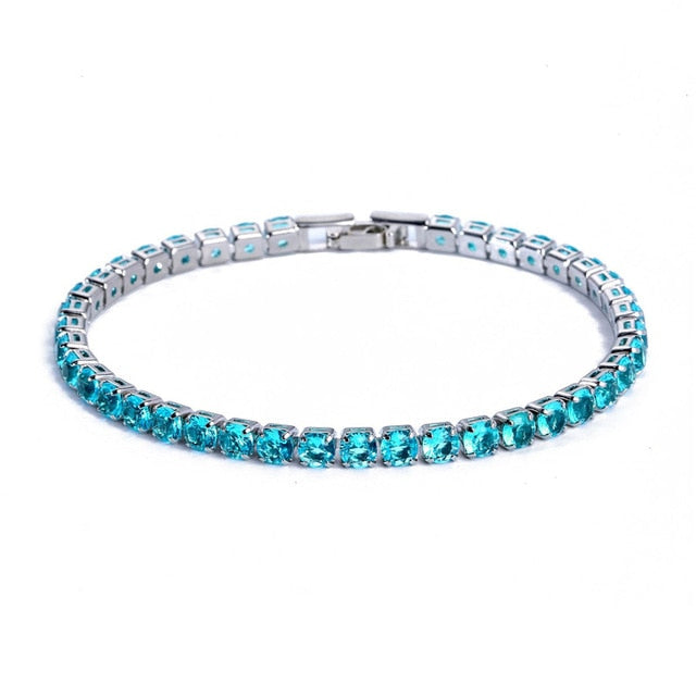 Bracelet en zircone étincelante et chaîne élégante pour toutes les occasions Jewelry Bracelet Standard Electro Paris Argent Bleu Clair 17 cm