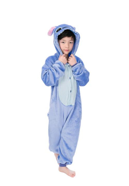 Onesie Enfant Stitch En Flanelle Douce Avec Capuche Et Détails Amusants Costumes Electro Paris