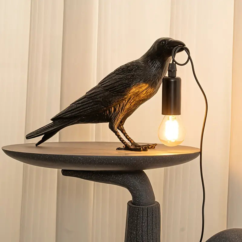 Lampe De Table Oiseau Raven En Résine Avec Lumière Chaude Design Élégant Et Décoratif Pour Salon Table Lamps Electro Paris