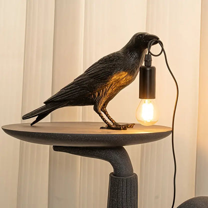 Lampe De Table Oiseau Raven En Résine Avec Lumière Chaude Design Élégant Et Décoratif Pour Salon Table Lamps Electro Paris