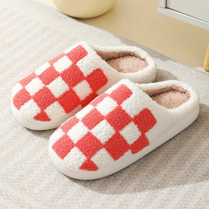 Chaussons En Peluche Ultra-Doux Avec Motif À Carreaux Pour Un Confort Chaleureux À La Maison Slippers Electro Paris