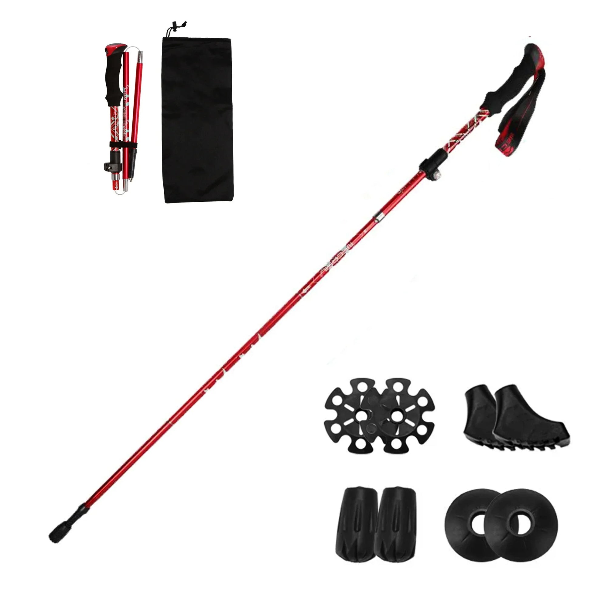 Bâton De Randonnée Rétractable Automatique Premium Pour Aventures Et Sécurité Sur Tous Les Sentiers Walking stick Electro Paris Rouge