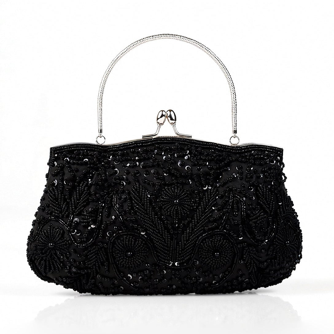 Pochette Beaded Elegance – Sac de soirée intemporel inspiré de l'Art déco Clutches Electro Paris Noir