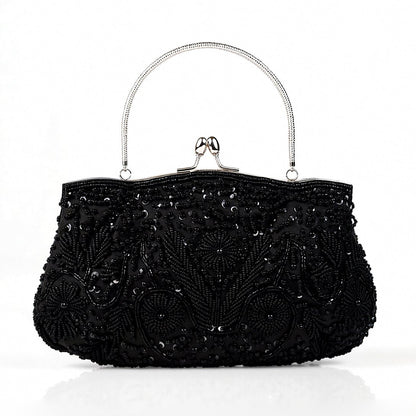 Pochette Beaded Elegance – Sac de soirée intemporel inspiré de l'Art déco Clutches Electro Paris Noir