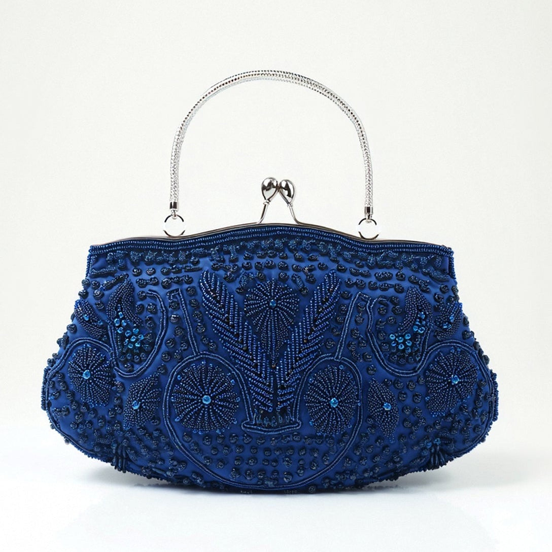 Pochette Beaded Elegance – Sac de soirée intemporel inspiré de l'Art déco Clutches Electro Paris Marine bleu