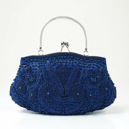 Pochette Beaded Elegance – Sac de soirée intemporel inspiré de l'Art déco Clutches Electro Paris Marine bleu