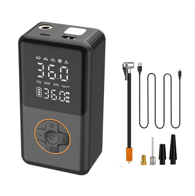 Gonfleur De Pneus Portable Rapide Et Précis Avec Lumière Intégrée Tire Pump Electro Paris Noir