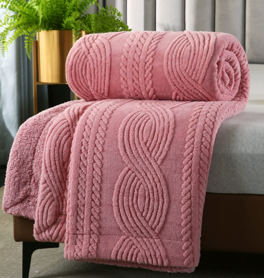 Plaid En Laine D’Agneau Double Face Et Double Couture Pour Canapé, Lit Et Confort Ultime Blanket Electro Paris Rouge