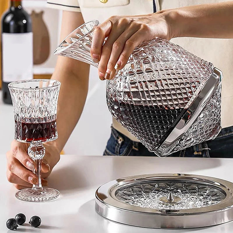 Carafe En Verre De Cristal Tournante À 360° Pour Vin Et Boissons Élégantes Decanters Electro Paris