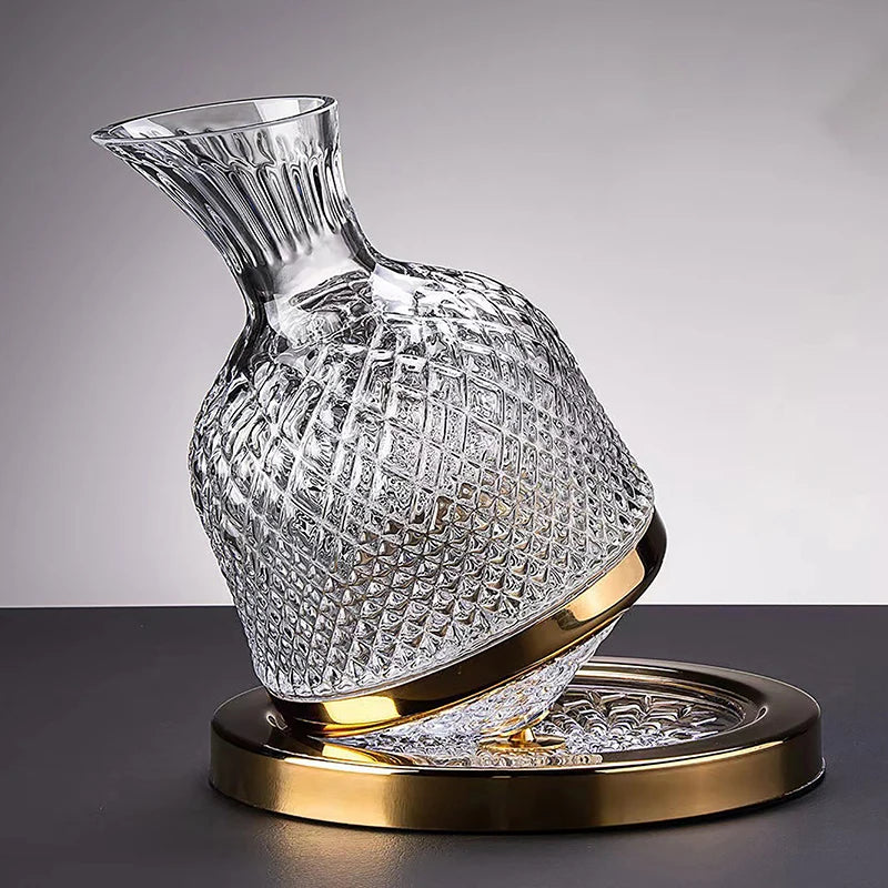 Carafe En Verre De Cristal Tournante À 360° Pour Vin Et Boissons Élégantes Decanters Electro Paris