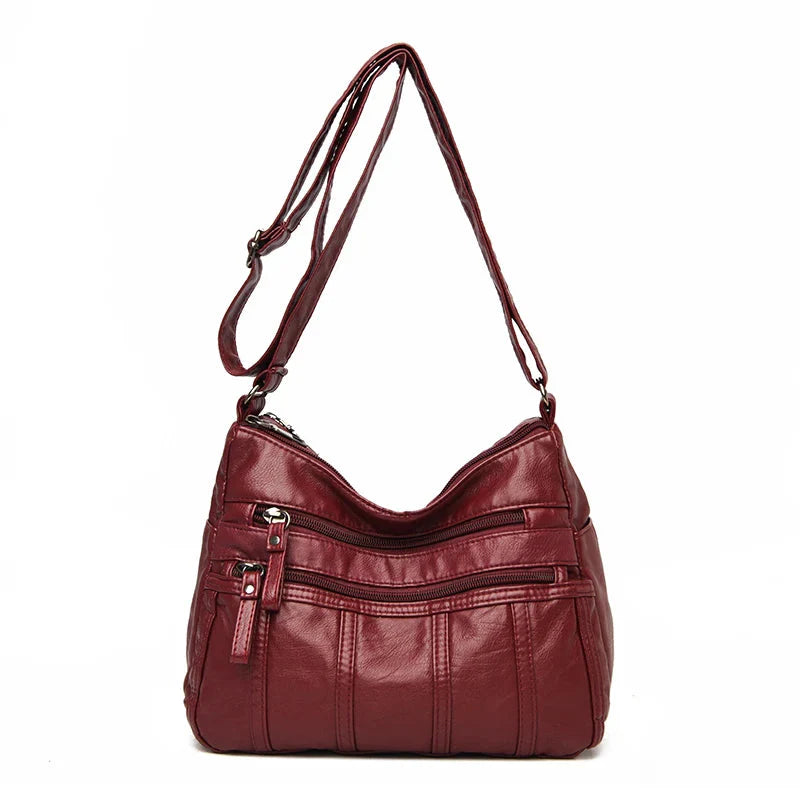 Sac Bandoulière Serena en Cuir Souple Women's bag Electro Paris Rouge