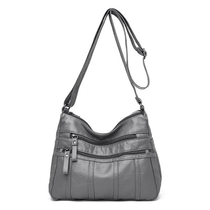 Sac Bandoulière Serena en Cuir Souple Women's bag Electro Paris Gris