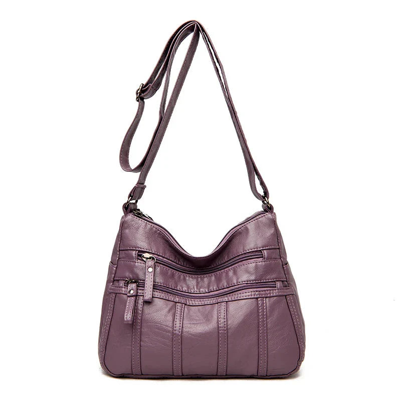 Sac Bandoulière Serena en Cuir Souple Women's bag Electro Paris Violet