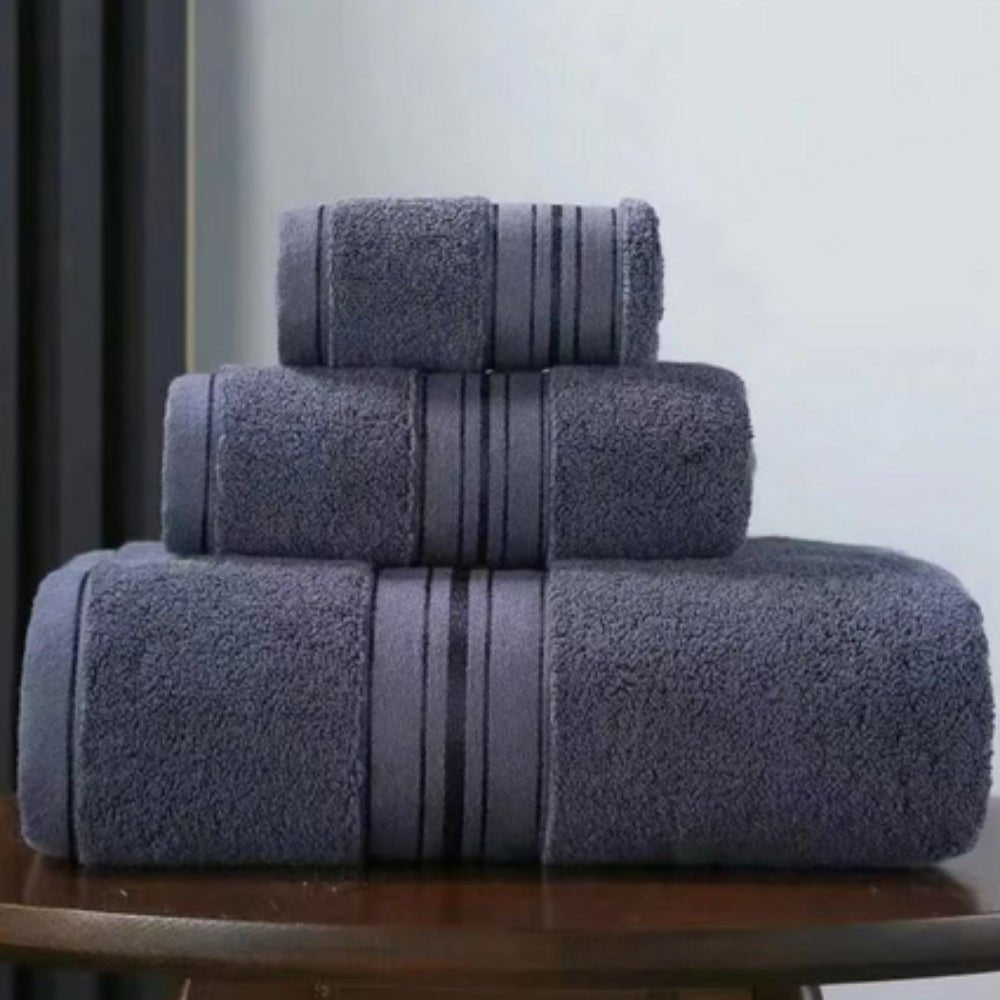 Ensemble de Serviettes de Bain en Coton – Confort Ultra-Doux et Haute Absorption Towels Electro Paris Gris foncé Lot de 3 serviettes