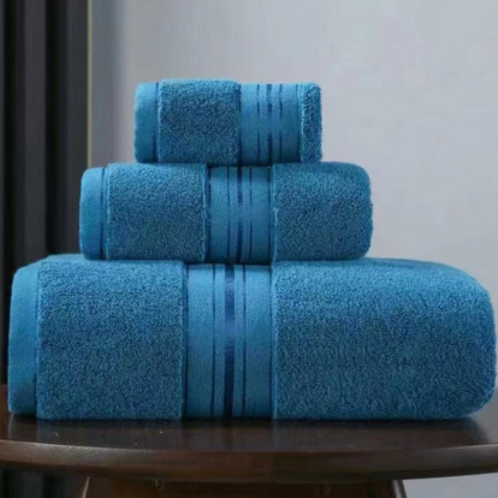 Ensemble de Serviettes de Bain en Coton – Confort Ultra-Doux et Haute Absorption Towels Electro Paris Bleu vert Lot de 3 serviettes