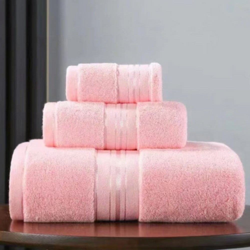 Ensemble de Serviettes de Bain en Coton – Confort Ultra-Doux et Haute Absorption Towels Electro Paris Rose pêche Lot de 3 serviettes