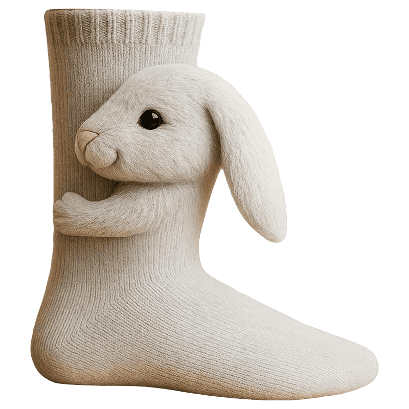 Chaussettes Câlin d’Animaux au Crochet – Motifs Animaliers 3D Ludiques avec Chaleur Douillette d’Hiver Socks Electro Paris Lapine Taille unique