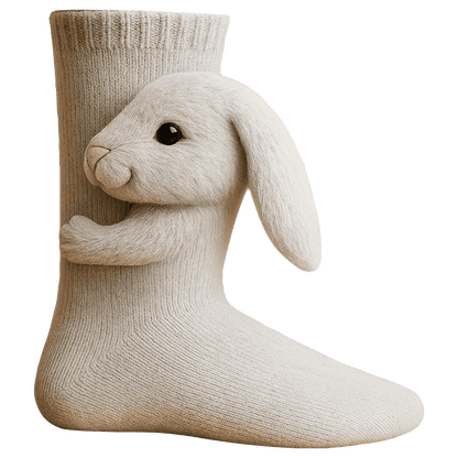 Chaussettes Câlin d’Animaux au Crochet – Motifs Animaliers 3D Ludiques avec Chaleur Douillette d’Hiver Socks Electro Paris Lapine Taille unique