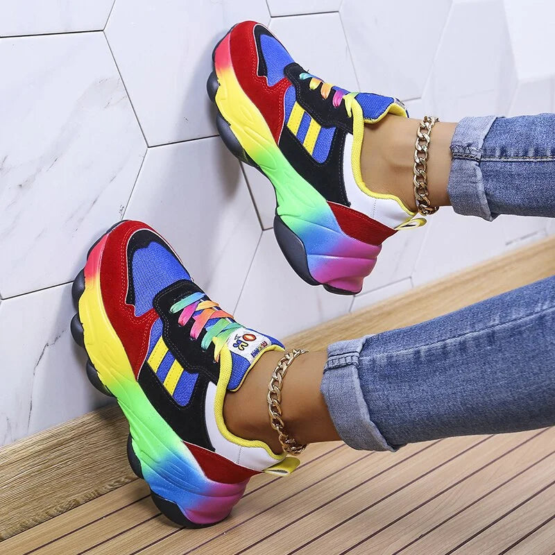 Sneakers Orthopédiques À Plateforme Multicolores Pour Femme – Style Moderne et Confort Absolu Shoes for Women Electro Paris