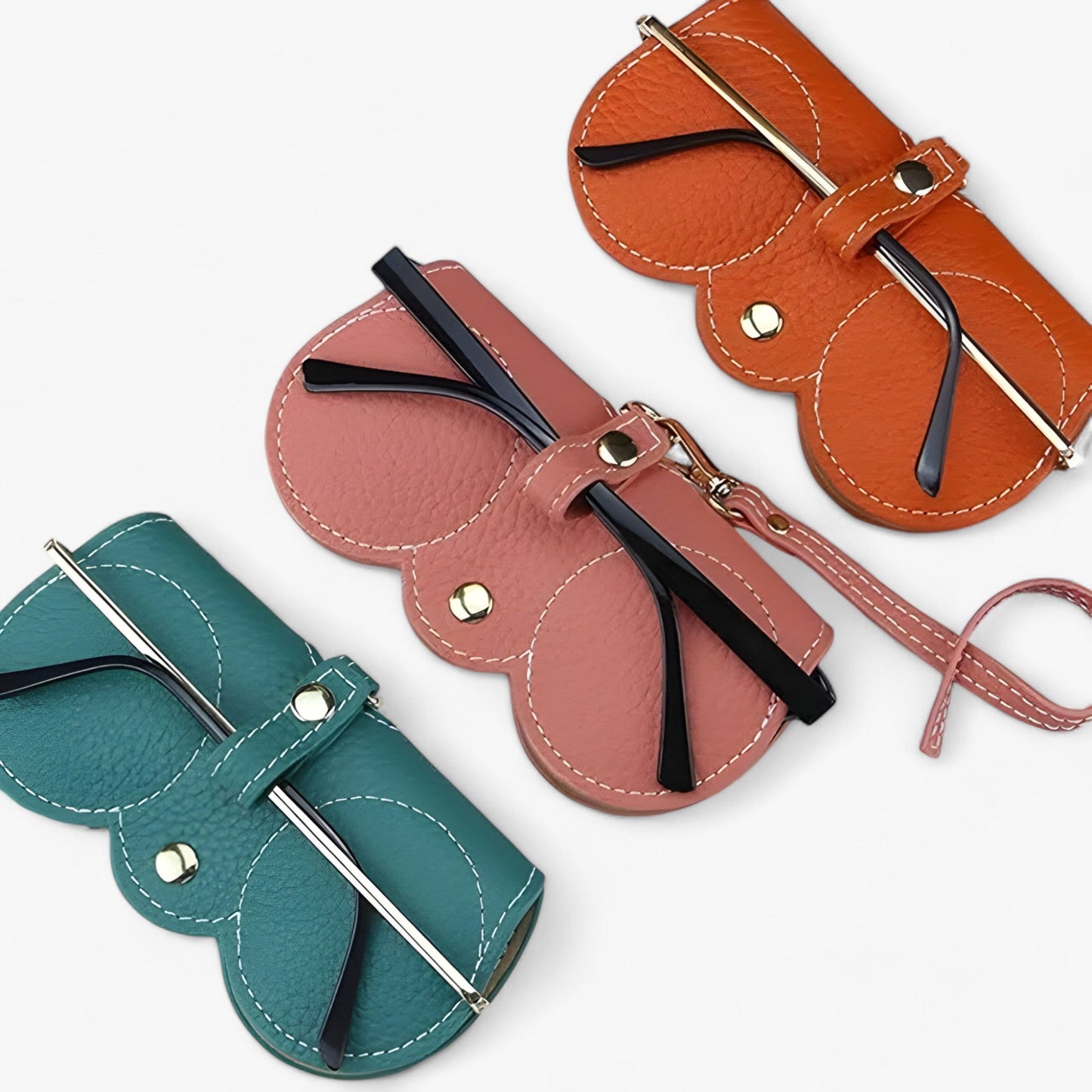 Étui En Cuir De Protection Avec Fermeture À Pression Pour Lunettes Et Accessoires Eyeglasses Electro Paris