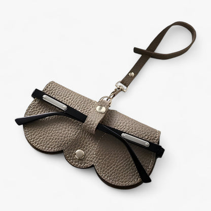 Étui En Cuir De Protection Avec Fermeture À Pression Pour Lunettes Et Accessoires Eyeglasses Electro Paris Café