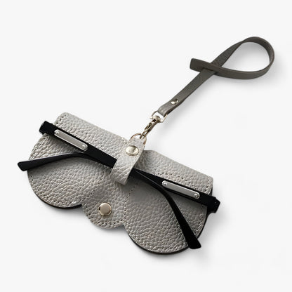 Étui En Cuir De Protection Avec Fermeture À Pression Pour Lunettes Et Accessoires Eyeglasses Electro Paris Gris