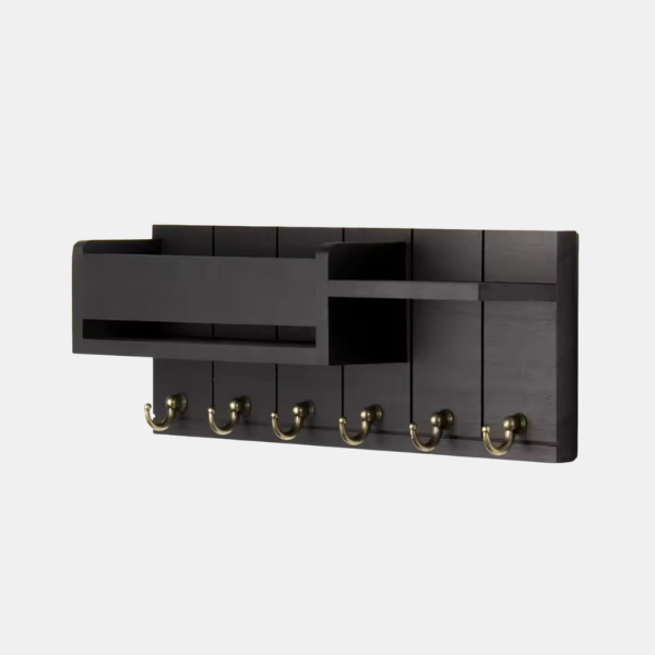 Étagère Murale d'Organisation en Bois avec Crochets pour une Entrée Élégante Crochets et étagères murales Electro Paris Noir
