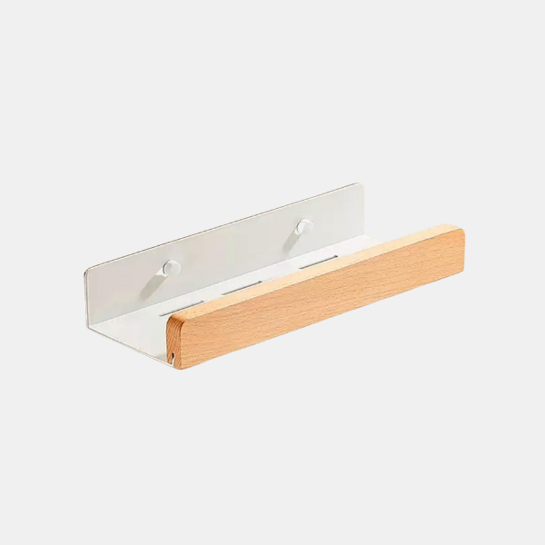Étagère Murale en Bois pour Salle de Bain – Porte-Douche Blanc Sans Perçage Étagères de salle de bain Electro Paris
