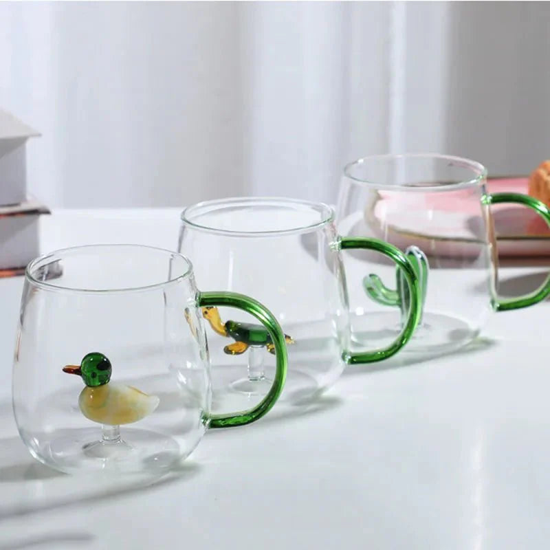 Tasse en Verre Borosilicaté Durable avec Décoration Animale 3D Kitchen Accessories Electro Paris