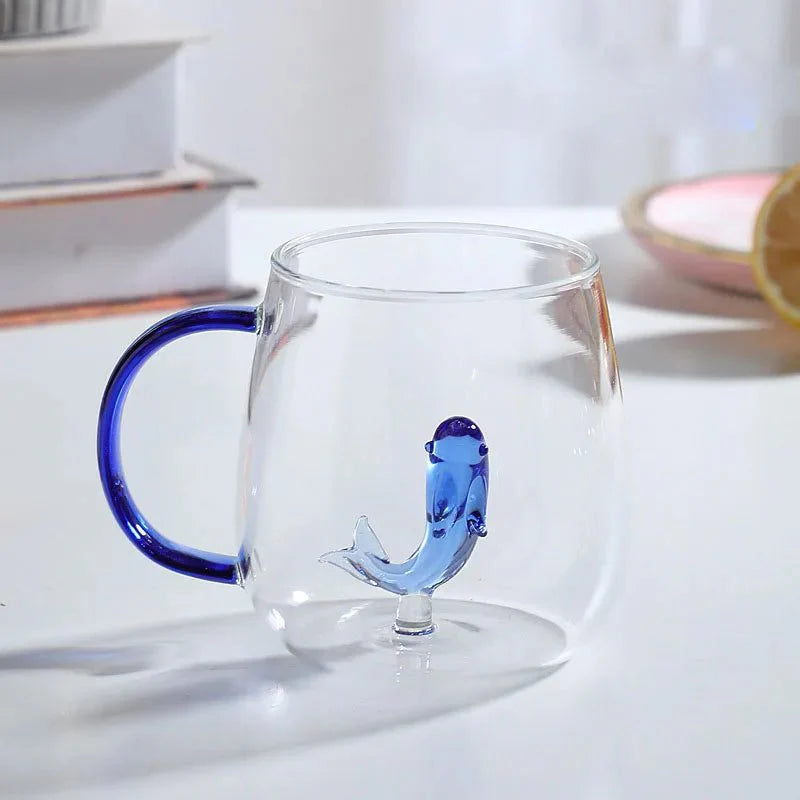 Tasse en Verre Borosilicaté Durable avec Décoration Animale 3D Kitchen Accessories Electro Paris Poisson