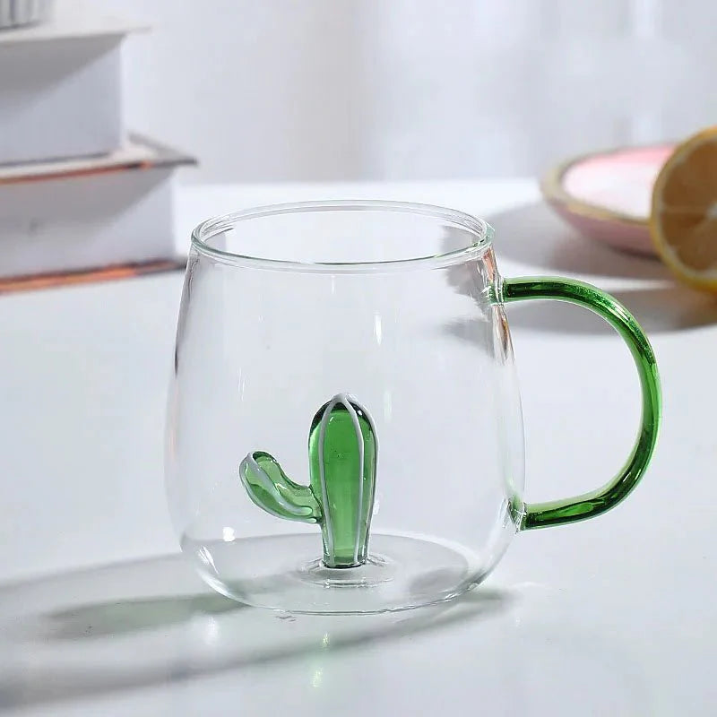 Tasse en Verre Borosilicaté Durable avec Décoration Animale 3D Kitchen Accessories Electro Paris Cactus