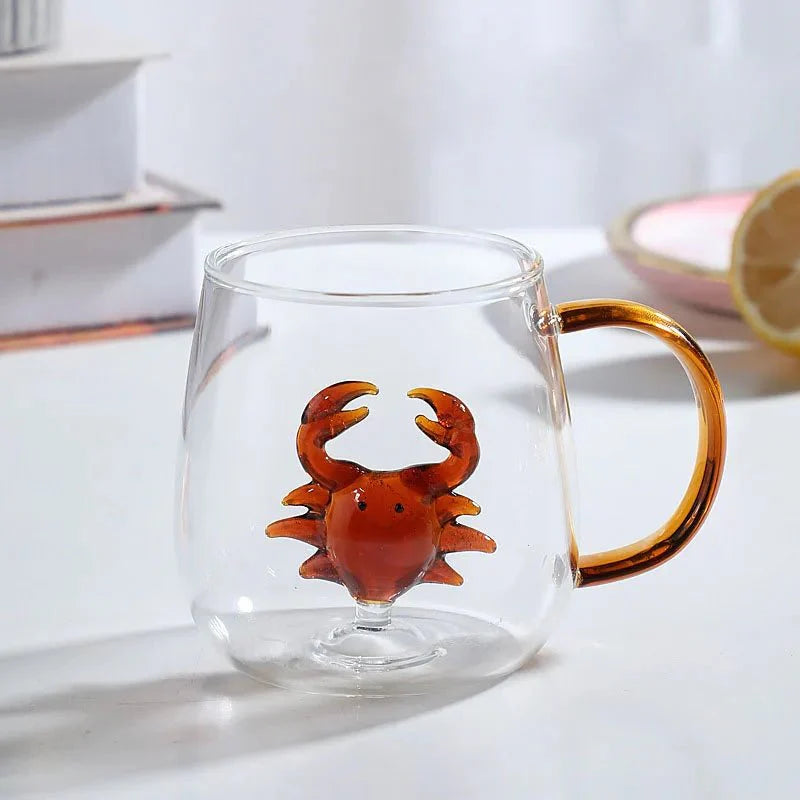 Tasse en Verre Borosilicaté Durable avec Décoration Animale 3D Kitchen Accessories Electro Paris Crabe