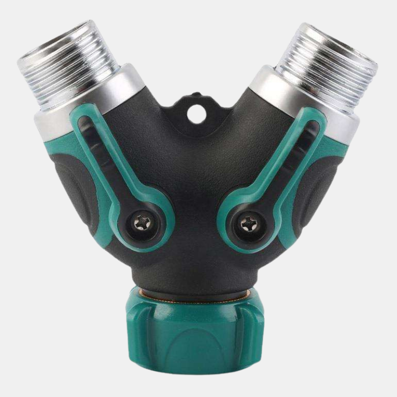 Séparateur D’Eau – Connecteur De Tuyau De Jardin à 2 Voies En Métal Robuste Pour Robinets Extérieurs Water hose Electro Paris Vert
