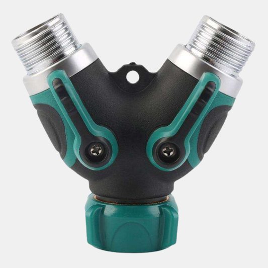 Séparateur D’Eau – Connecteur De Tuyau De Jardin à 2 Voies En Métal Robuste Pour Robinets Extérieurs Water hose Electro Paris Vert