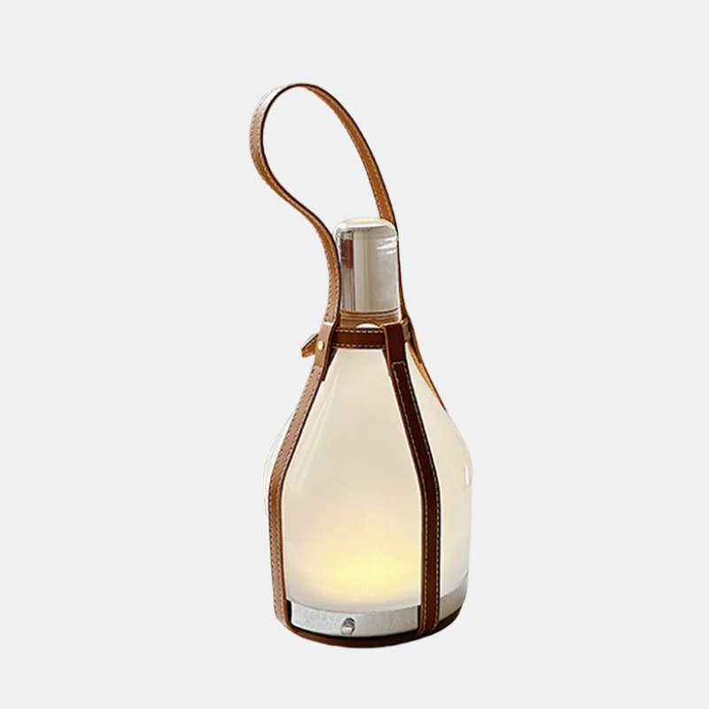 Lampe De Table En Verre Givré Moderne Avec Courroie En Cuir Pour Ambiances Élégantes Table Lamps Electro Paris Marron