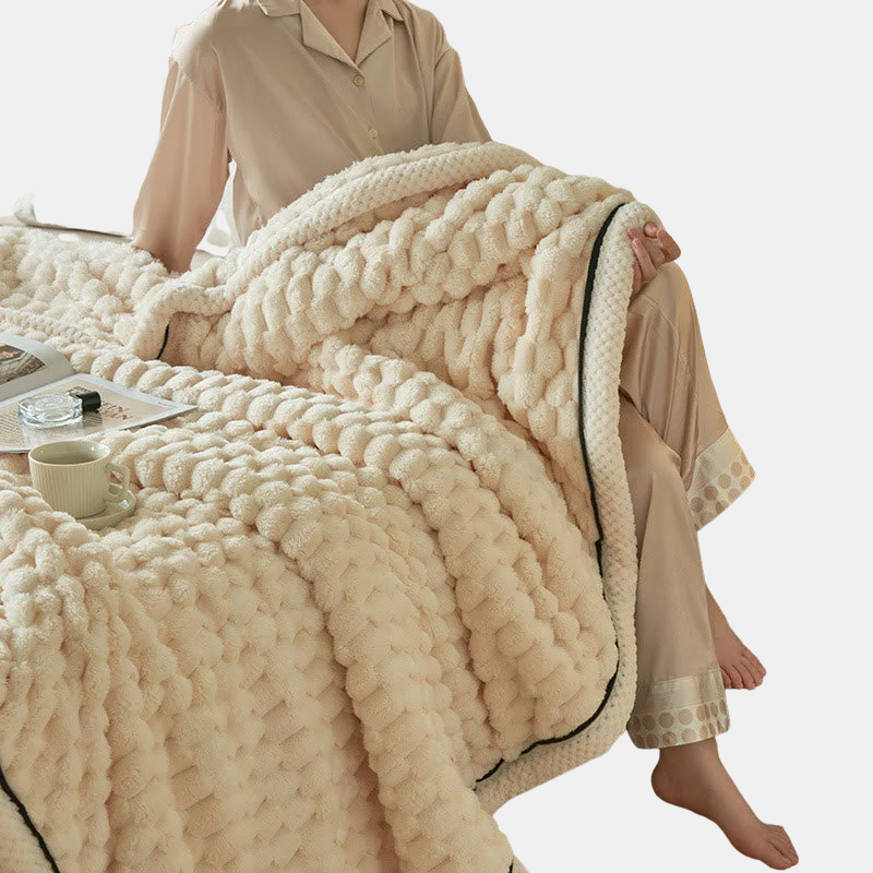 Couverture Épaisse en Polaire Corail – Chaleur Douce et Confort Enveloppant pour Toutes les Saisons Blanket Electro Paris Beige Double